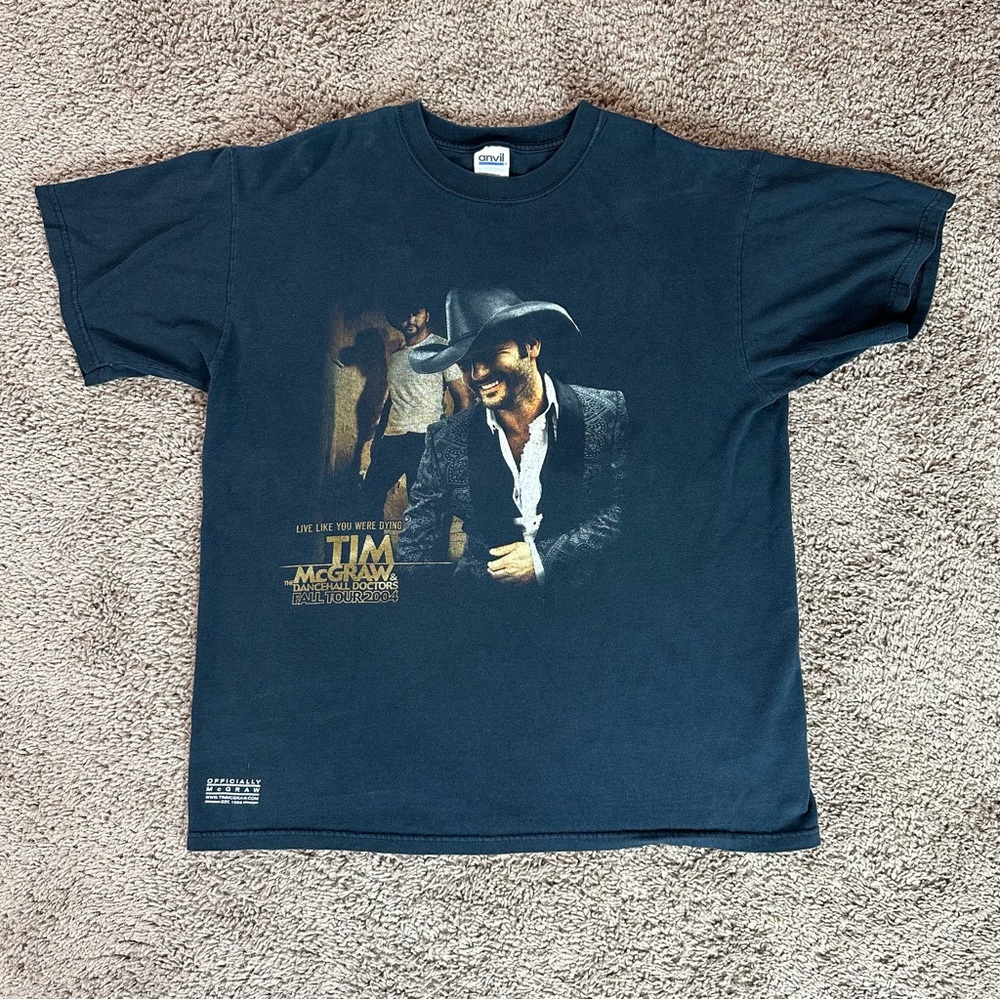 Tim McGraw Concert Tour 2004 T-Shirt Mens Sz L Black Live Like You Were Dying
